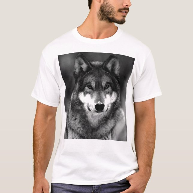 Camiseta Lobo Negro e Branco (Frente)