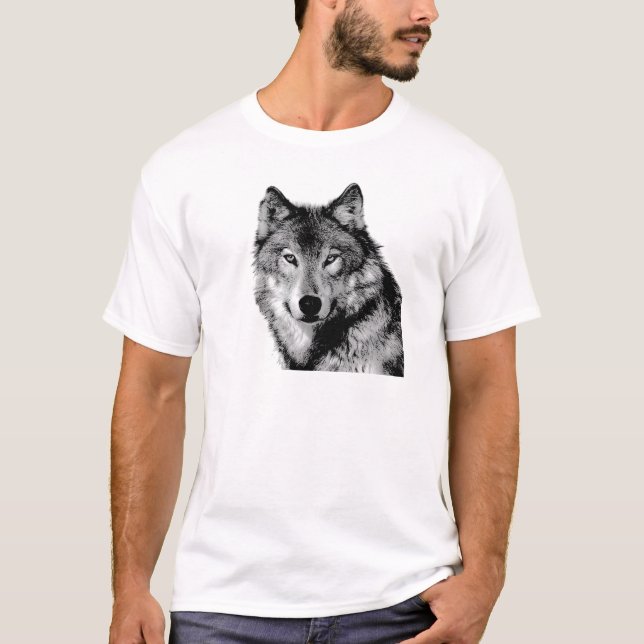 Camiseta Lobo Negro e Branco (Frente)