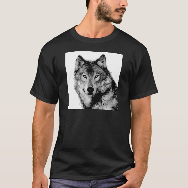 Camiseta Lobo Negro e Branco (Frente)