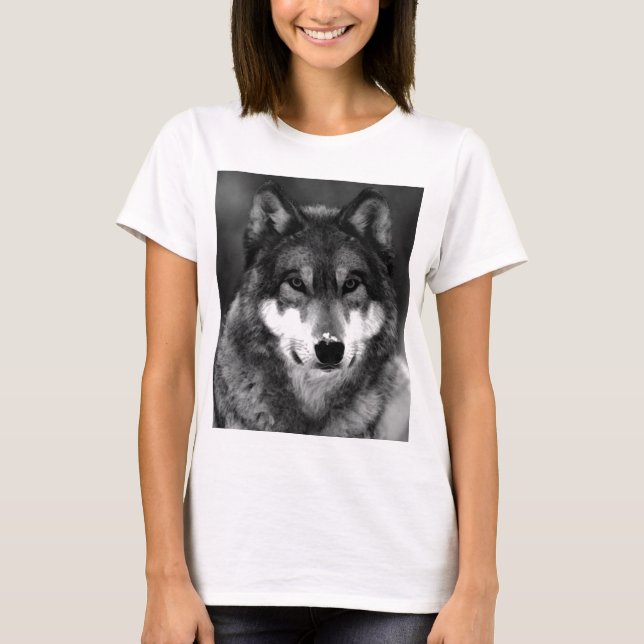Camiseta Lobo Negro e Branco (Frente)