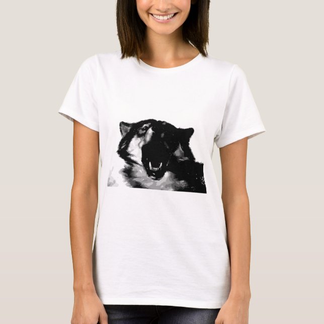 Camiseta Lobo Negro e Branco (Frente)