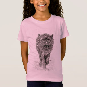 Camiseta Lobo Negro Zangado na Neve, inverno selvagem