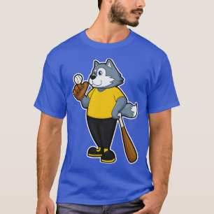Camiseta Lobo no Baseball com bastão de beisebol