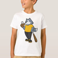 Lobo no Baseball com bastão de beisebol