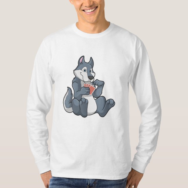 Camiseta Lobo no Poker com cartões Poker (Frente)