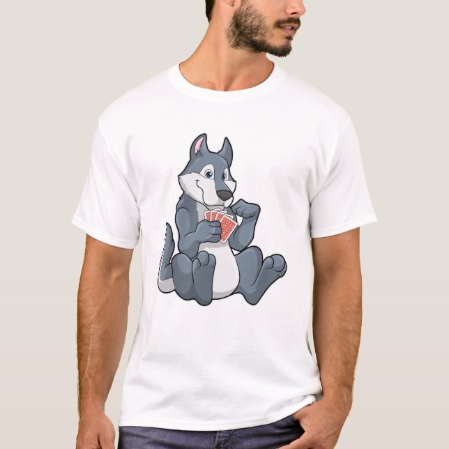Camiseta Lobo no Poker com cartões Poker (Frente)