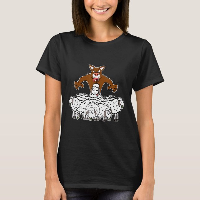 Camiseta Lobo no rebanho de ovelhas Lobos Não Perder dormir (Frente)