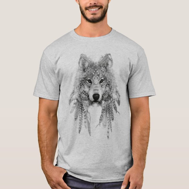 Camiseta Lobo no t-shirt nativo do roupa (Frente)