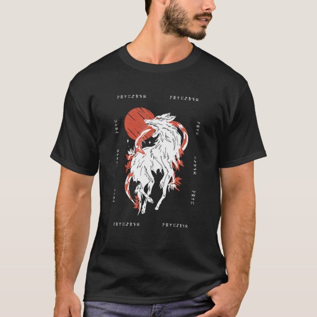 Camiseta Lobo Nórdico Nórdico Pafão Cachorros Pavões E Wolf (Frente)