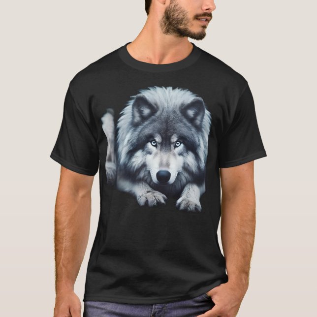 Camiseta Lobo Olhado de Gelo - Espírito do Norte Selvagem (Frente)