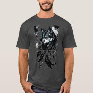 Camiseta lobo, predador, caçador de sonhos, amuleto, talism