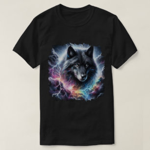 Camiseta Lobo Preto com Relâmpago