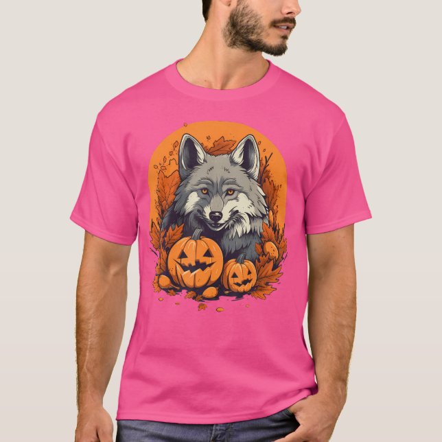 Camiseta Lobo Pumpkin No Halloween Do Lobo (Frente)