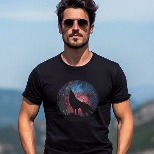 Camiseta Lobo que urra na galáxia