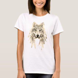 Camiseta Lobo roupa nativo no T apto relaxado do jérsei