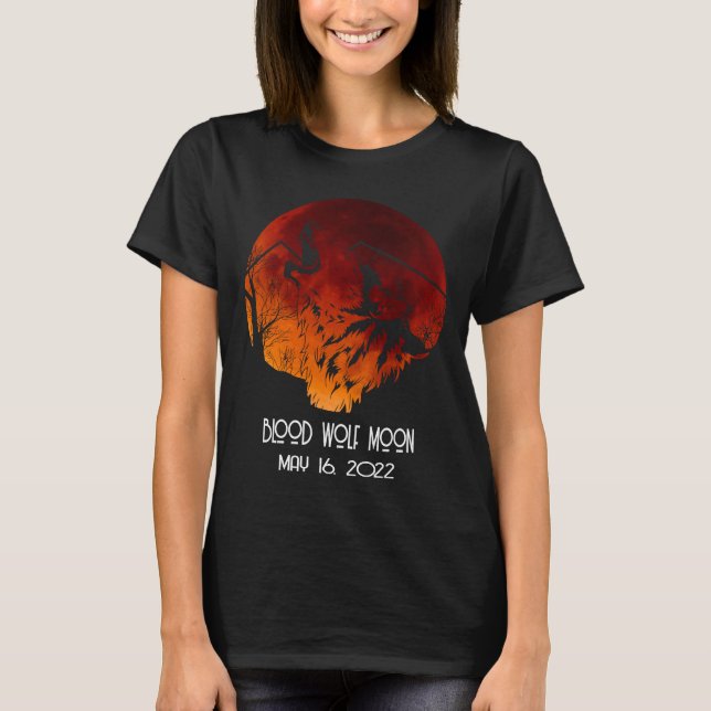 Camiseta Lobo Sanguíneo Lua Lunar Eclipse Maio 16 2022 Sang (Frente)