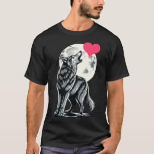 Camiseta Lobo Segurando Coração Dia dos Namorados Lobos Fof