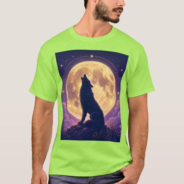 Camiseta Lobo Sob a Lua. (Frente)