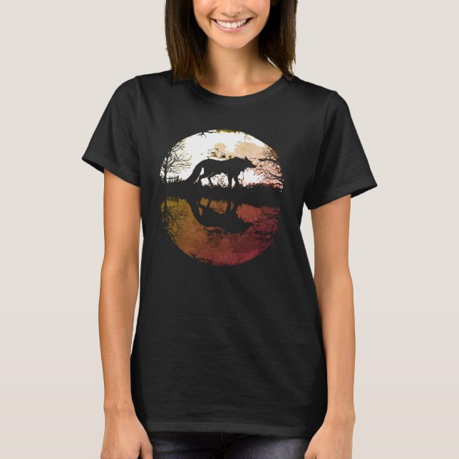 Camiseta Lobo Solitário Debaixo da Lua Cheia (Frente)