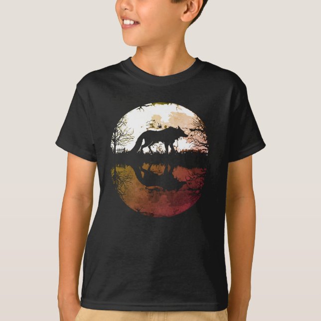 Camiseta Lobo Solitário Debaixo da Lua Cheia (Frente)