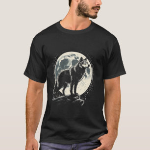 Camiseta Lobo Solitário Lua Cheia Natureza Selvagem Céu Not