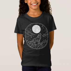 Camiseta Lobo Solitário Místico Uivando para a Lua
