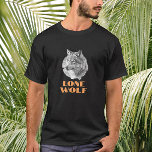 Camiseta "Lobo Solitário" ou Sua Mensagem, Arte do Lobo Cin