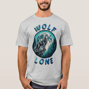 Camiseta Lobo Solitário Uivando para a Lua