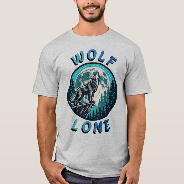 Camiseta Lobo Solitário Uivando para a Lua (Frente)