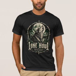 Camiseta Lobo Solitário Uivo Gótico Lua Cheia Selvagem de C