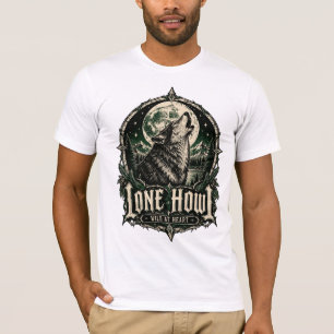 Camiseta Lobo Solitário Uivo Gótico Lua Cheia Selvagem de C