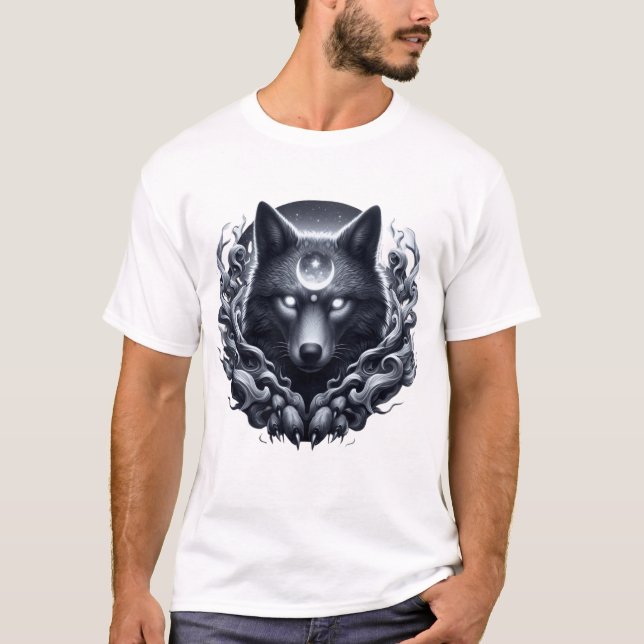 Camiseta "Lobo Sombra Lunar - Guardião do Reino Místico" (Frente)