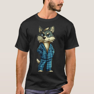 Camiseta Lobo Sonhador Engraçado em Roupa de Malha para Men