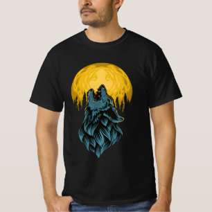 Camiseta Lobo Uivando à Lua - Noite Mística