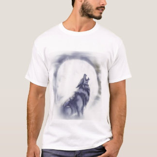 Camiseta Lobo Uivando ao Luar