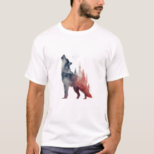 Camiseta Lobo Uivando – Arte Florestal de Dupla Exposição