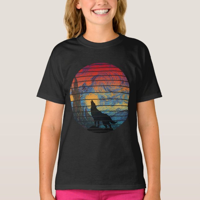 CAMISETA LOBO UIVANDO ESTILO ABSTRATO (Frente)