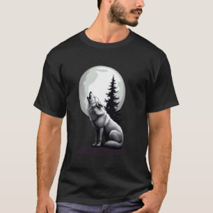 Camiseta Lobo Uivando Lua Engraçado Vida Selvagem Floresta