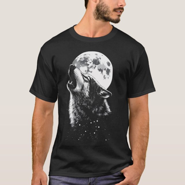 Camiseta Lobo Uivando Lua Lobo (Frente)