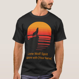 Camiseta Lobo Uivando no Pôr do Sol Retrô Personalizado