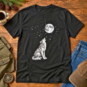 Camiseta Lobo Uivando Noite Celestial