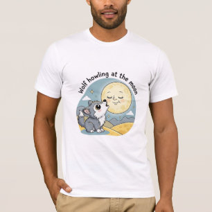 Camiseta Lobo Uivando para a Lua