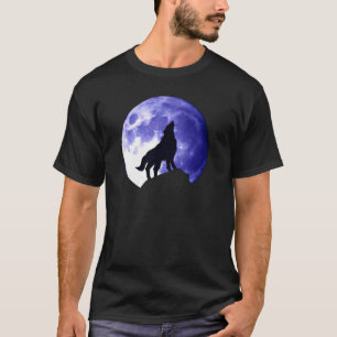 Camiseta Lobo Uivando para a Lua