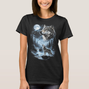 Camiseta Lobo Uivando Para a Lua 90s Retro