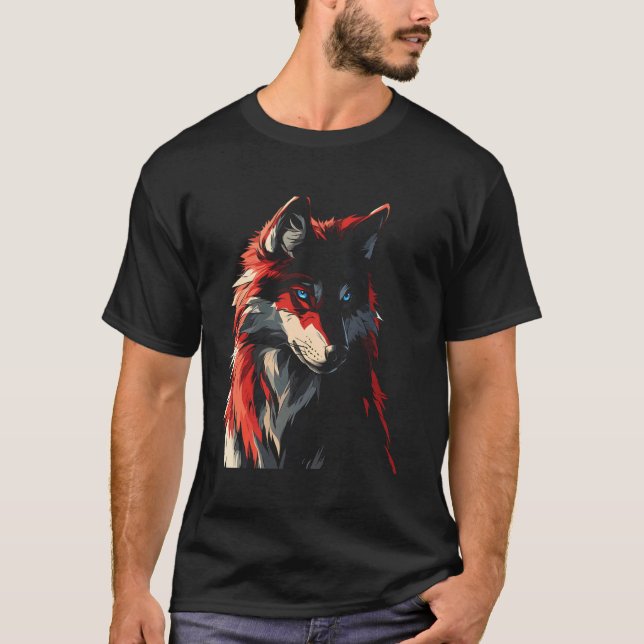 Camiseta Lobo Uivando para a Lua Design Gráfico de Vida Sel (Frente)