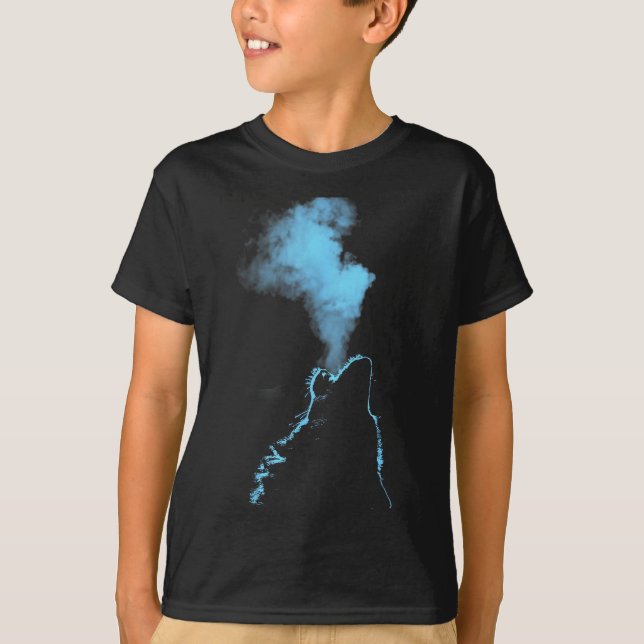 Camiseta Lobo Uivando Para a Lua Noite Estrelada Lobos Anim (Frente)