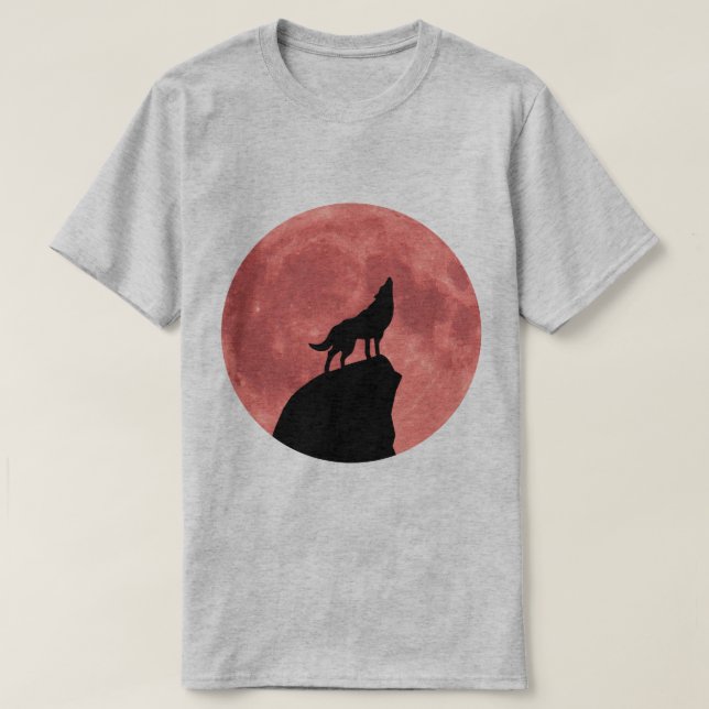 Camiseta Lobo Uivando para uma Lua de Sangue (Frente do Design)