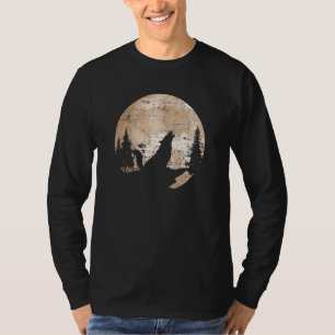 Camiseta Lobo Uivando Predador Animal da Floresta Lua Cheia