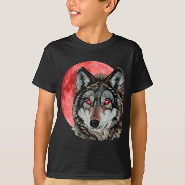 Camiseta Lobo vermelho da lua (Frente)