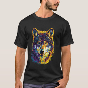 Camiseta Lobo Vida Selvagem Natureza Colorido Lobo Ártico